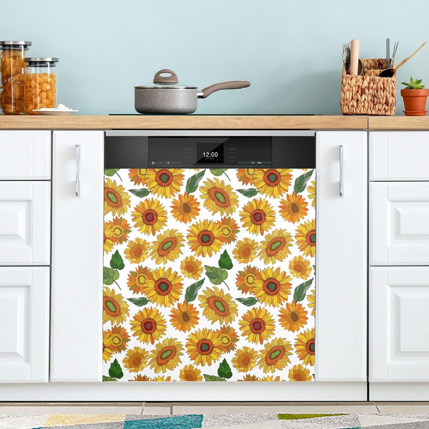 Dreamtimes Sunflowers with Leaves Dishwasher Cover for The Front