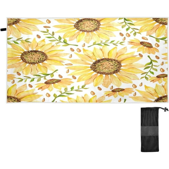 Dreamtimes Sunflowers Watercolor Pattern Beach Towel,Absorbent Quick Dry Sport Towel Oversized Lightweight Soft Bath Towel for Travel Sports Pool Swimming Bath Camping 30x60in