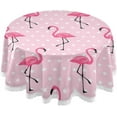 thumbnail image 1 of Dreamtimes Tablecloth Beautiful Tropical Pink Flamingo Round Tablecloths Washable Dust-Proof Polyester Lace Table Cover for Kitchen Dinner Wedding 60 Inch, 1 of 7