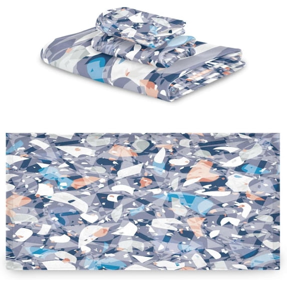 Dreamtimes Terrazzo Towel Set of 3, Highly Absorbent Soft Towels with Bath Towel, Hand Towel and Washcloth for Bathroom Hotel Gym Spa