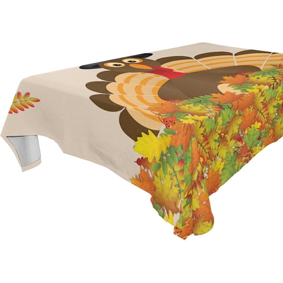 Dreamtimes Thanksgiving Turkey Tablecloth, Waterproof Washable Polyester Square Table Cover, Durable Tablecloth for Kitchen Dining Table Party Decor,60"X 60"