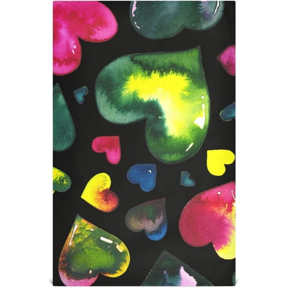 Dreamtimes Tie Dye Watercolor Heart Kitchen Towel, Dish Towels Quick Drying Tea Towels Absorbent Hand Towels for Kitchen Sink Dinner Table 28 x 18 Inches, Set of 1