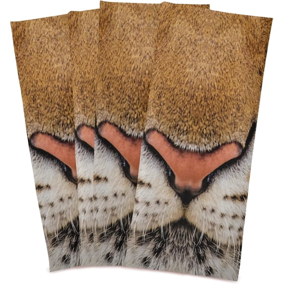 Dreamtimes Tiger 3D Animal Print Kitchen Towels Dish Bar Tea Towel Dishcloths Set of 4 Super Absorbent Soft 18 x 28 inches