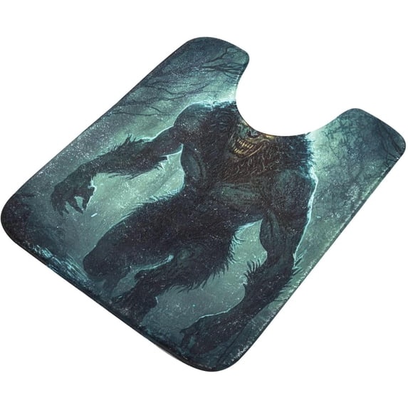 Dreamtimes Toiletry Mat Werewolf Dark Forest Print, Luxury U-Shaped Toilet Rug, Soft Contour Mat for Bathroom Floor, Non-Slip Absorbent Bath Carpet, Dry Quickly, Machine Washable, 17.3"x13.4"