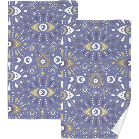 Dreamtimes Towels Set of 2-Tribal Eyes Pattern Print for Bathroom Kitchen Travel 16×28 inch, Cotton Bath Towels Lightweight Quickdry for Bathroom Ktichen Travel SPA Gym