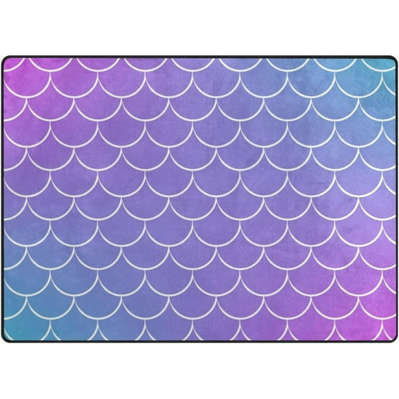 Dreamtimes Trendy Gradient Mermaid Tale Lightweight Carpet Mats, 6'8" x 4'10" Area Soft Rugs Floor Mat Rug Home Decoration for Kids Room Living Room, 80"x 58"