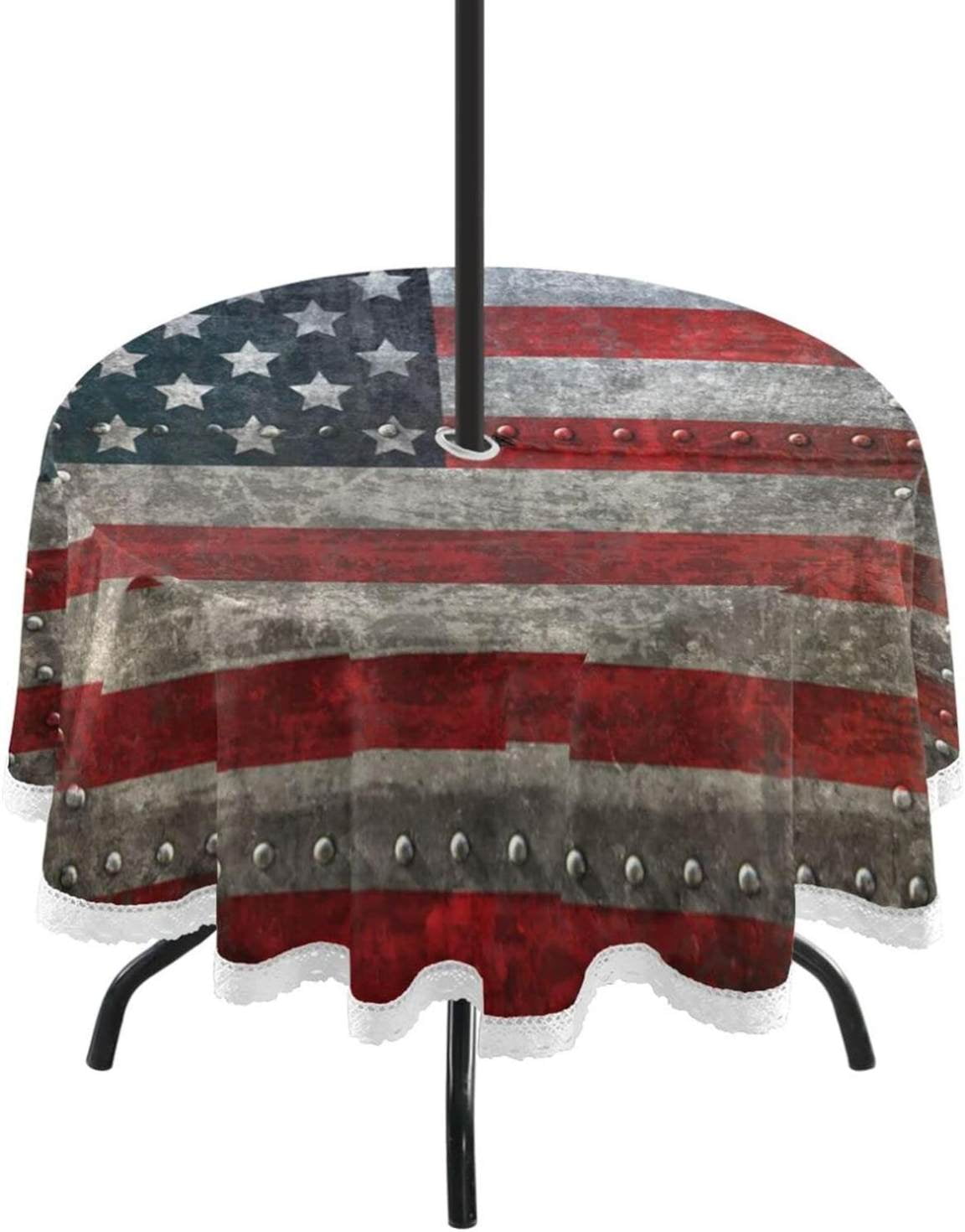 Dreamtimes USA Flag1 Round Table Cloth 60", Heat Resistant Table Cover