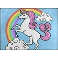 thumbnail image 1 of Dreamtimes Unicorn with Rainbow Clouds Lightweight Carpet Mats, 5'3" x 4' Area Soft Rugs, Floor Mat Rug Home Decoration for Kids Room Living Room, 63"x 48", 1 of 6