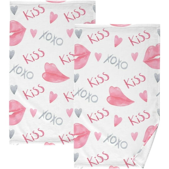 Dreamtimes Valentine's Day Cotton Hand Towel Super Soft and High Absorbent Bath Towel Fast Drying Hand Towel for Home Bathroom Gym Hotel Yoga (2 Pack),16 x 28 inch
