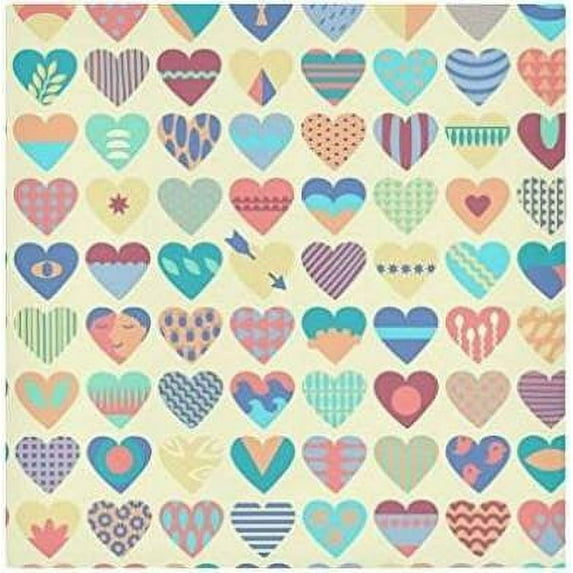 Dreamtimes Valentine's Day Love Heart Cloth Napkins Set of 1, Oversized Washable Reusable Polyester Dinner Table Napkins for Family, Restaurant, Party Decor, 20 x 20 Inch