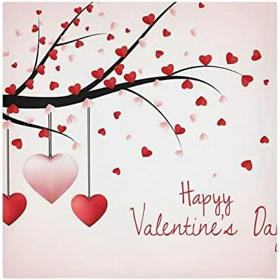 Dreamtimes Valentine's Day Love Heart Cloth Napkins Set of 4, Oversized Washable Reusable Polyester Dinner Table Napkins for Family, Restaurant, Party Decor, 20"x 20"