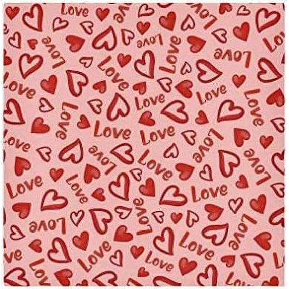 Dreamtimes Valentine's Day Love Heart Cloth Napkins Set of 4, Oversized Washable Reusable Polyester Dinner Table Napkins for Family, Restaurant, Party Decor, 20 x 20 Inch