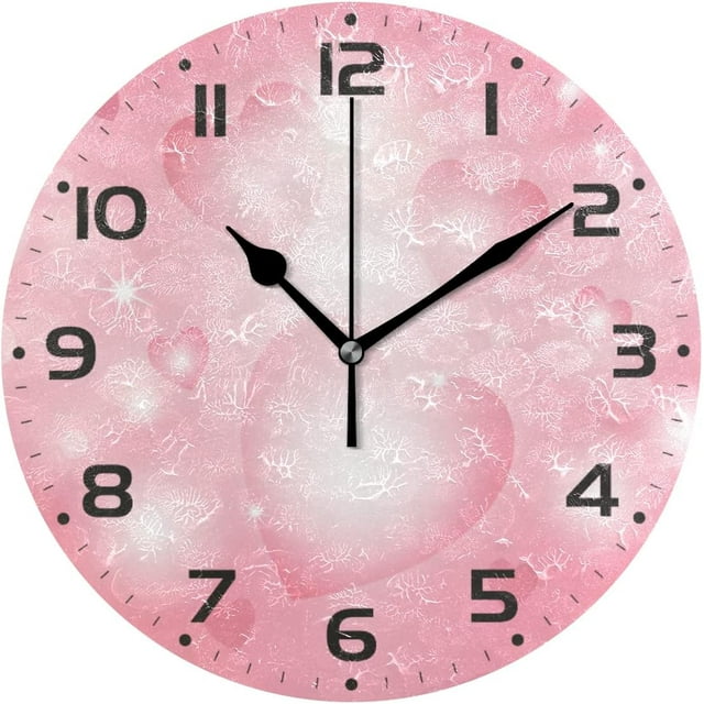 Dreamtimes Valentine's Day Pink Hearts Wall Clock, 10 Inch Silent Non ...
