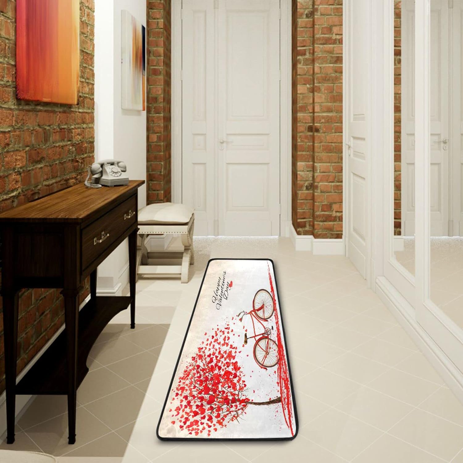Mtb Rugs Dreamtimes Valentines Day Bike Hallway Runner Rug 2'x6' Kitchen Rug ...