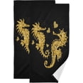 thumbnail image 1 of Dreamtimes Valentines Golden Seahorses Couple Hand Towels 2 PCS, Glitter Glow Hearts Kitchen Towel Ultra Soft and Highly Absorbent,Decorative Fingertip Face Towel for Bathroom Hotel, 28.3"x14.4", 1 of 6
