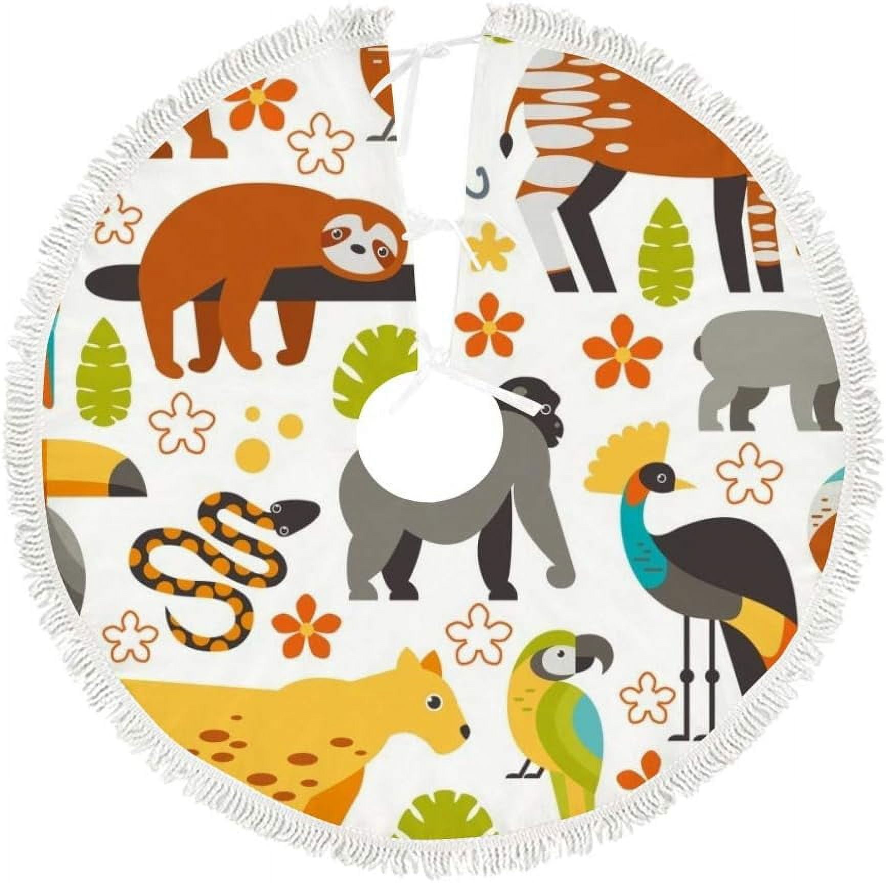 Dreamtimes Various Animals On White Christmas Tree Skirt 48 in for Xmas
