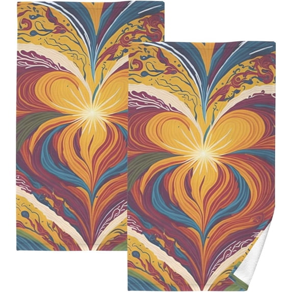Dreamtimes Vibrant Heart Bathroom Towels 2 Pieces 16×28 inches, Cotton Bath Towel Water Absorbent Lightweight Quickdry Towels for Bathroom Ktichen Travel Gym