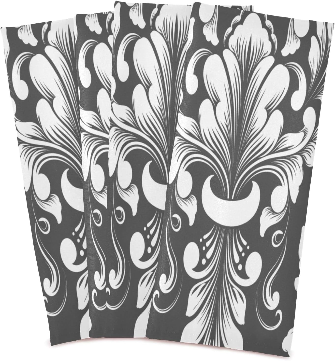 Dreamtimes Vintage Damask Baroque Floral Kitchen Towels Set of 4, Ultra