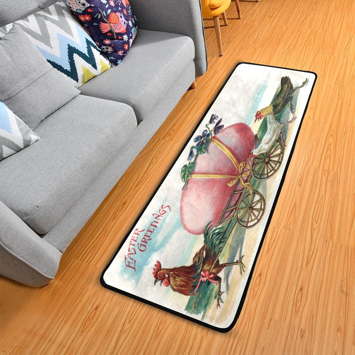 Greetings Rug Dreamtimes Vintage Easter Greeting Hallway Runner Rug 2'x6' Kitchen Rug ...