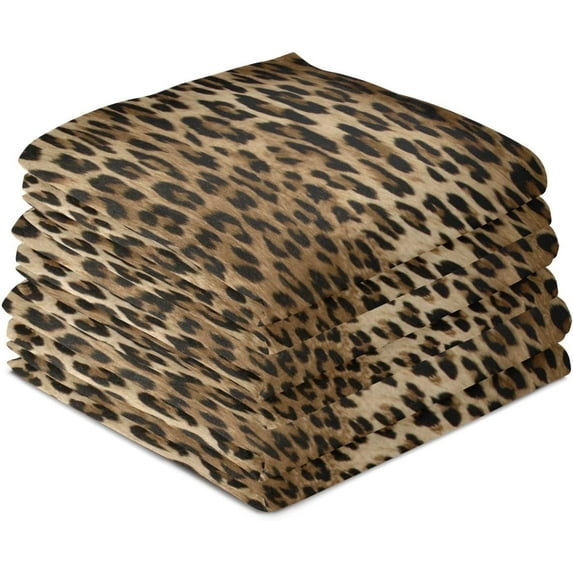 Dreamtimes Vintage Leopard Print Kitchen Dish Towels 6 Piece,Absorbent Soft Dishcloths Towels Reusable Hand Towels Quick Drying Cleaning Cloth, Tea Towels,18" x 28"