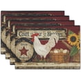 thumbnail image 1 of Dreamtimes Vintage Rooster Placemats Set of 4 Farmhouse Chicken Linen Table Mat Rustic Country Style Farm Animal Print Heat Resistant Non-Slip Washable Place Mats for Dining Kitchen Party Decor, 1 of 7