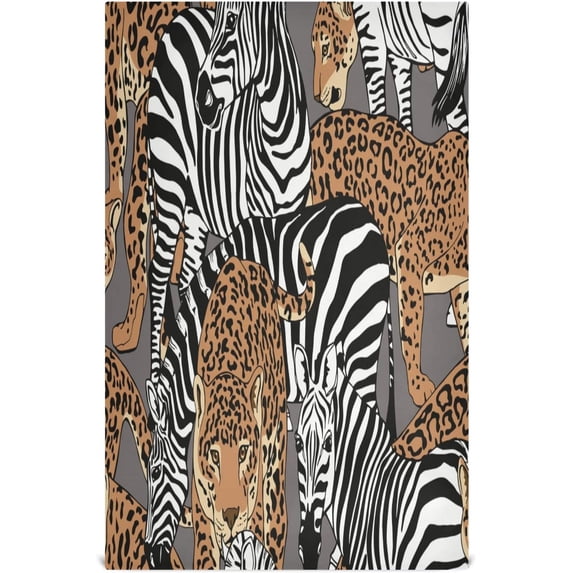 Dreamtimes Vintage Stylish Leopard Zebra Kitchen Towels Dish Bar Tea Towel Dishcloths 1 Pack Super Absorbent Soft 18 x 28 inches