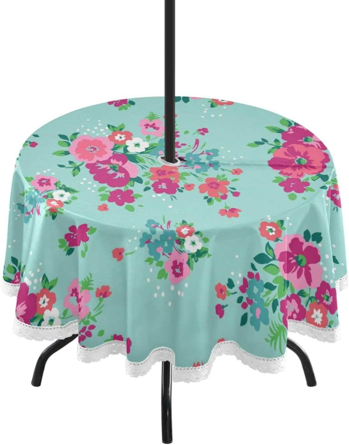 Dreamtimes Vintage Tropical Flower Round Table Cloth 60", Heat