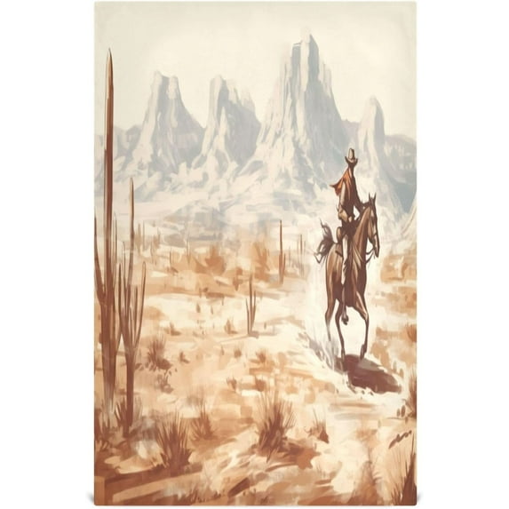 Dreamtimes Vintage Western Cowboy Kitchen Towels, 18 x 28 Inch Super Soft and Absorbent Dish Cloths for Washing Dishes, 1 PCS Reusable Multi-Purpose Microfiber Hand Towels for Kitchen