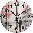 thumbnail image 1 of Dreamtimes Walking in Eiffel Tower Round Wall Clock, Battery Operated Silent Non Ticking Desk Clock for Home Bedroom Kitchen Office School Decor Wall Clock 10 Inch, 1 of 6