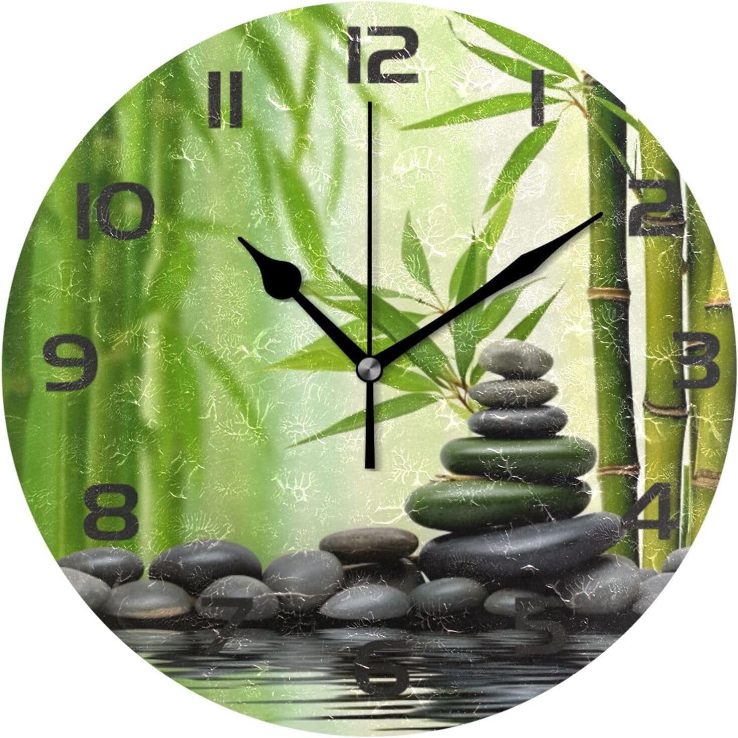 Dreamtimes Wall Clock Bamboo Stone 10 Inch Silent Non Ticking Quality ...