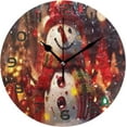 thumbnail image 1 of Dreamtimes Wall Clock Christmas Snowman 10 Inch Silent Non Ticking Quality Quartz Battery Operated Digital Round Easy to Read for Home Office Kitchen Decorative, 1 of 7