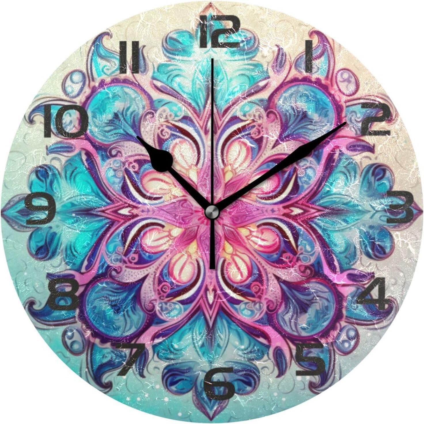 Dreamtimes Wall Clock Mandela Pattern 10 Inch Silent Non Ticking ...