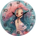 thumbnail image 1 of Dreamtimes Wall Clock Mermaid 10 Inch Silent Non Ticking Quality Quartz Battery Operated Digital Round Easy to Read for Home Office Kitchen Decorative, 1 of 7