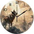 thumbnail image 1 of Dreamtimes Wall Clock Wolf 10 Inch Silent Non Ticking Quality Quartz Battery Operated Digital Round Easy to Read for Home Office Kitchen Decorative, 1 of 7