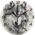 thumbnail image 1 of Dreamtimes Wall Clock Wolf 10 Inch Silent Non Ticking Quality Quartz Battery Operated Digital Round Easy to Read for Home Office Kitchen Decorative, 1 of 7