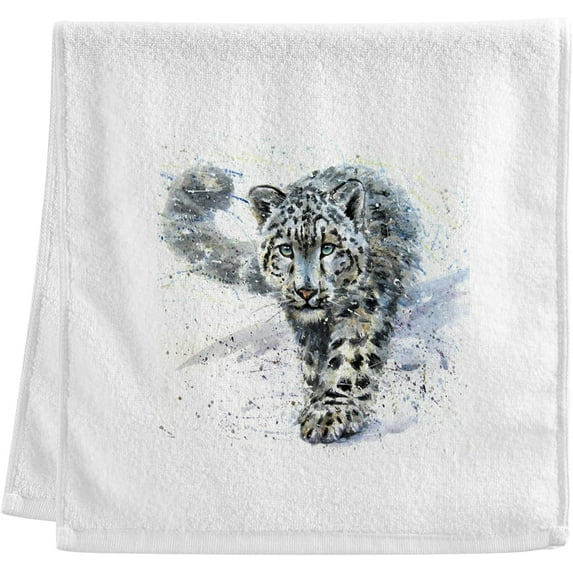 Dreamtimes Watercolor Cute Snow Leopard Wild Animal Towels 100% Cotton Hand Towel for Bathroom 16 x 30 inch, Absorbent Soft & Skin-Friendly, 1 Piece