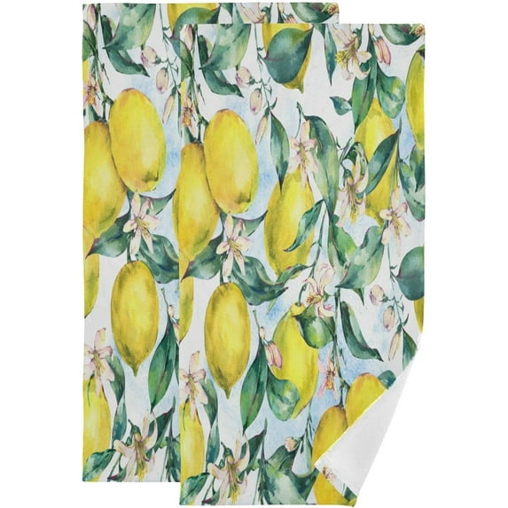 Dreamtimes Watercolor Lemon Hand Towels, Soft & Absorbent Bathroom Guest Towels Kitchen Towels Fingertip Towel for Beach Gym Spa 14x28 Inch (2PACK)