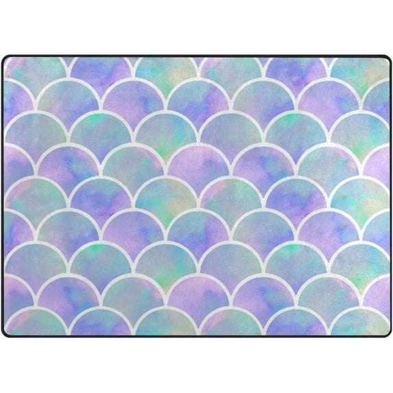 Dreamtimes Watercolor Rainbow Scales Lightweight Carpet Mats, 6'8" x 4'10" Area Soft Rugs Floor Mat Rug Home Decoration for Kids Room Living Room, 80"x 58"