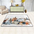 thumbnail image 1 of Dreamtimes Watercolour Pumpkin Fall Area Rug 72x48in Floral Bouquets Navy Blue Orange Non-Slip Floor Carpet Comfort Floor Mats Decor for Indoor Living Dining Room and Bedroom Area, 1 of 5
