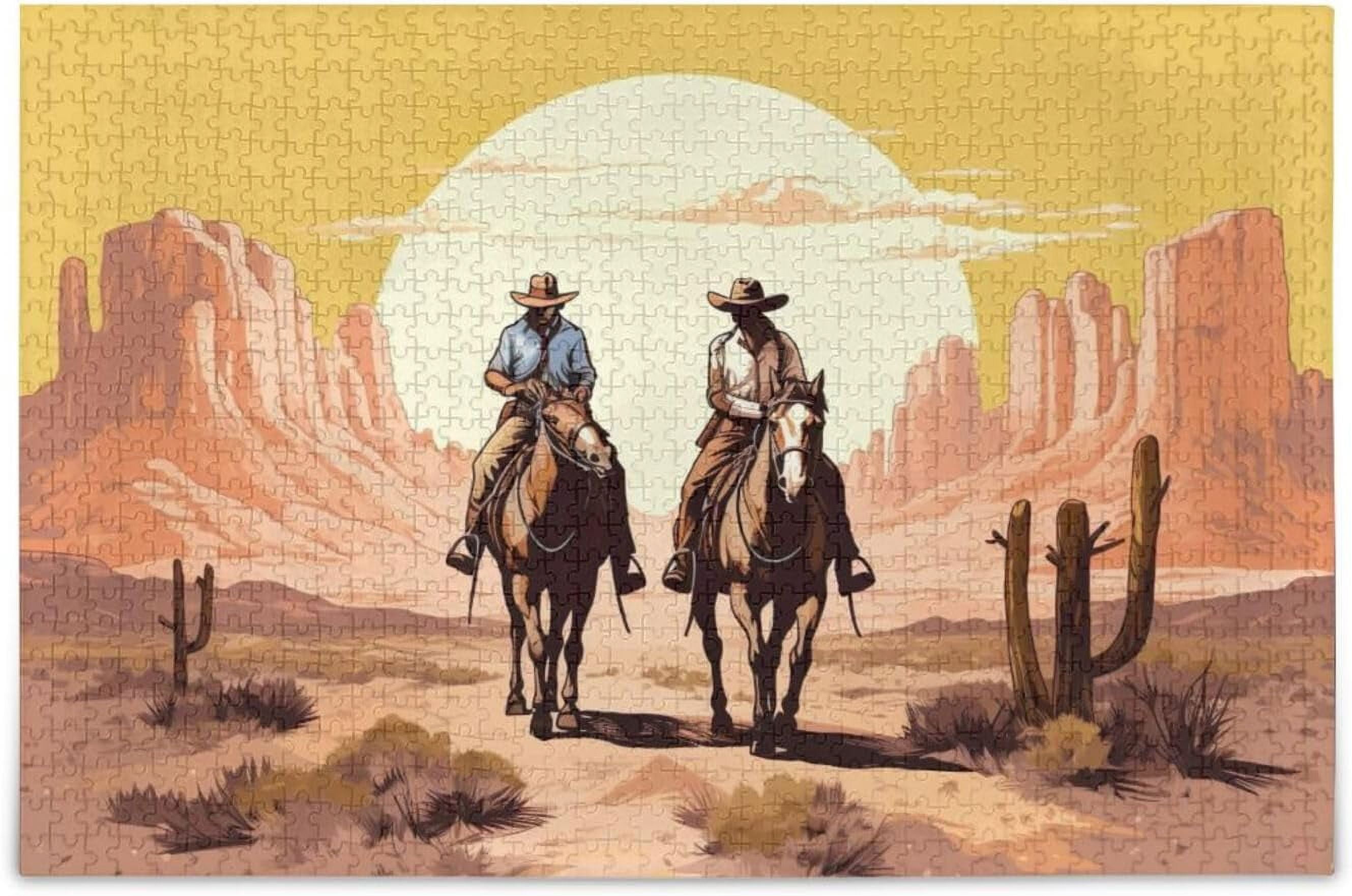 Dreamtimes Western Cowboy Puzzle 1000 Pieces - Wooden Jigsaw Puzzles ...