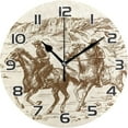 thumbnail image 1 of Dreamtimes Western Desert Cowboy Clock Silent Round Wall Clock, Non Ticking Battery Device Clocks Creative Decoration Wall Clock for Living Room Bedroom Office Kitchen, 1 of 7
