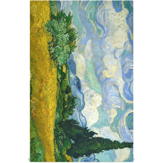 Dreamtimes Wheat Field Van Gogh Style Kitchen Towels Set of 1 Dishcloths Hand Towels Tea Towels Ultra Absorbent for Cleaning Washing Drying Dishes Tableware 28'' x 18''