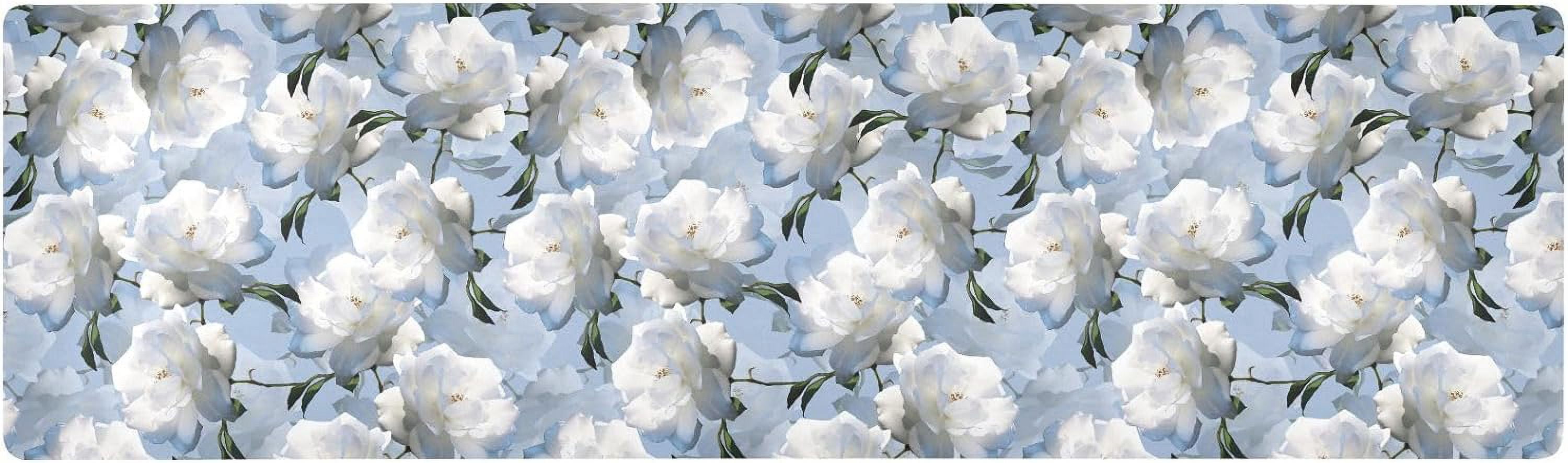 Dreamtimes White Rose 3D Long Trivet Table Runner Waterproof Heat