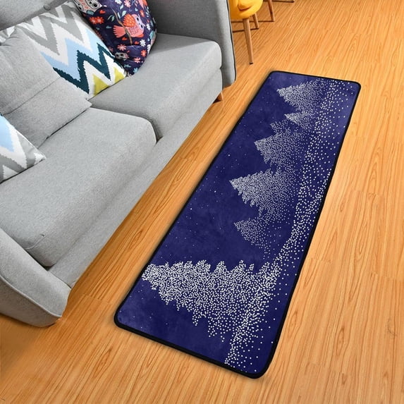 Dreamtimes Winter Snow Landscape Hallway Runner Rug 2'x6' Kitchen Rug with Rubber Backing Fir Trees Pines Non Slip Entryway Rug Runner Washable Soft Area Rug for Hallway Bedroom Kitchen Decor