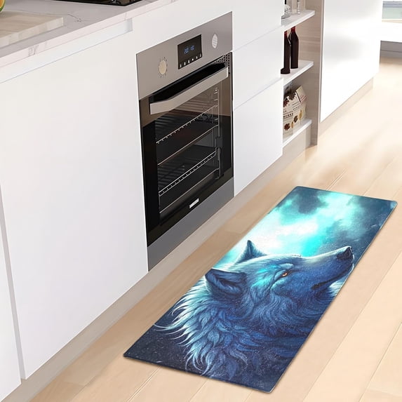 Dreamtimes Wolf Kitchen Mat 20"x39", Non Skid Kitchen Runner Rug Absorbent Resist Dirt Kitchen Floor Mat Comfort Standing Mat for Kitchen, Floor, Office, Sink, Laundry