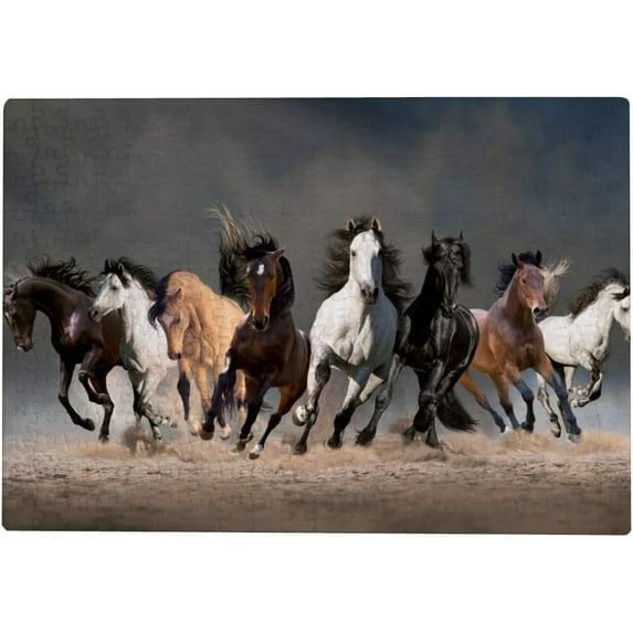 Dreamtimes Jigsaw Puzzles Artwork Gift for Adults Teens Wild Running Horses Wooden Puzzle Games, 1000 Pieces