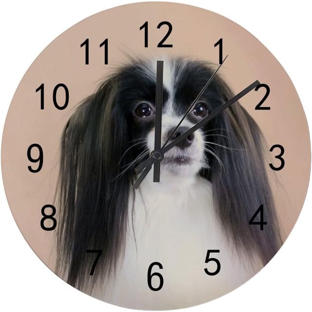 Dreamtimes Wooden Round Wall Clock, 12 Inch White Puppy with Hanging