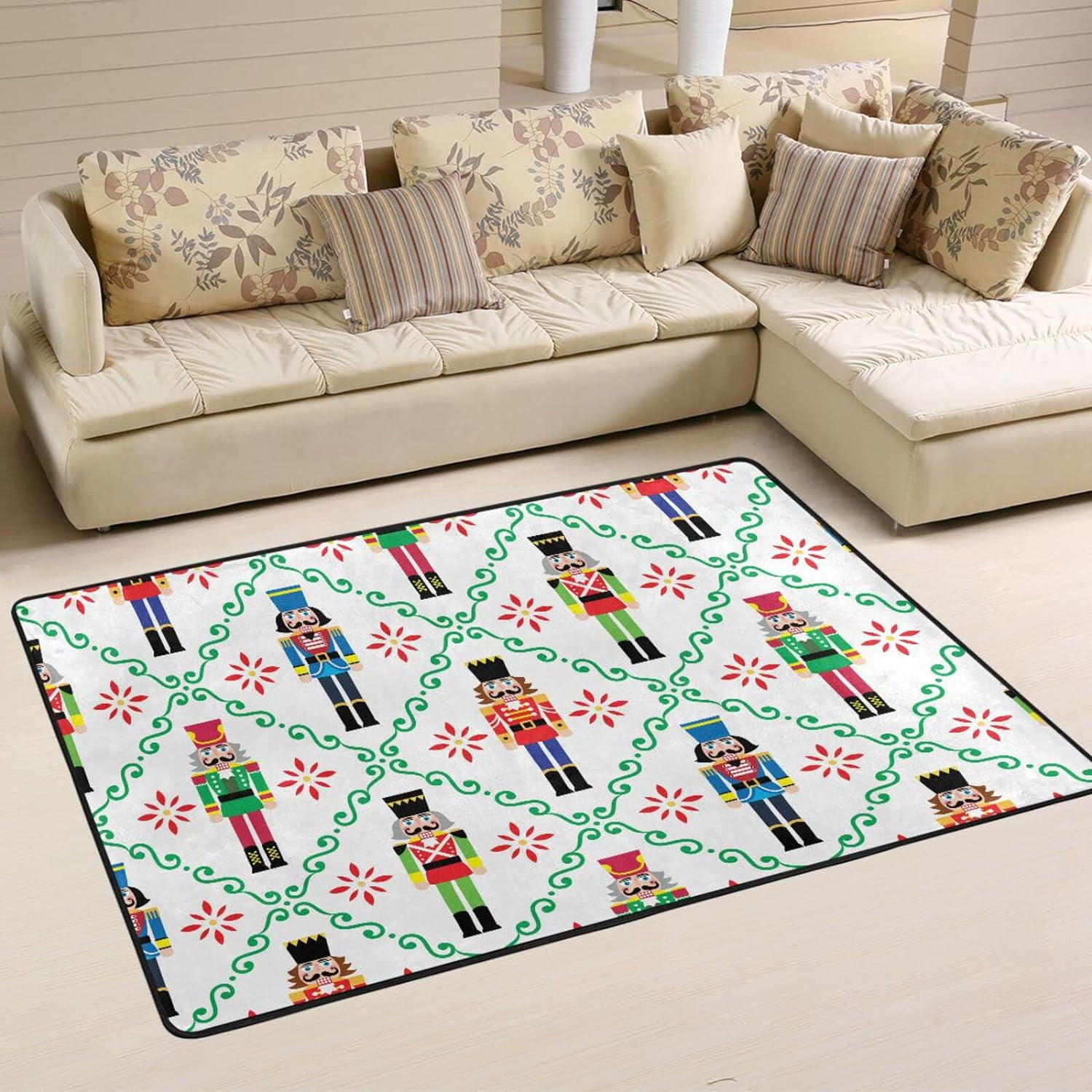 Dreamtimes Xmas Soldier Area Rug, 36"x24" Christmas Nutcrackers Non