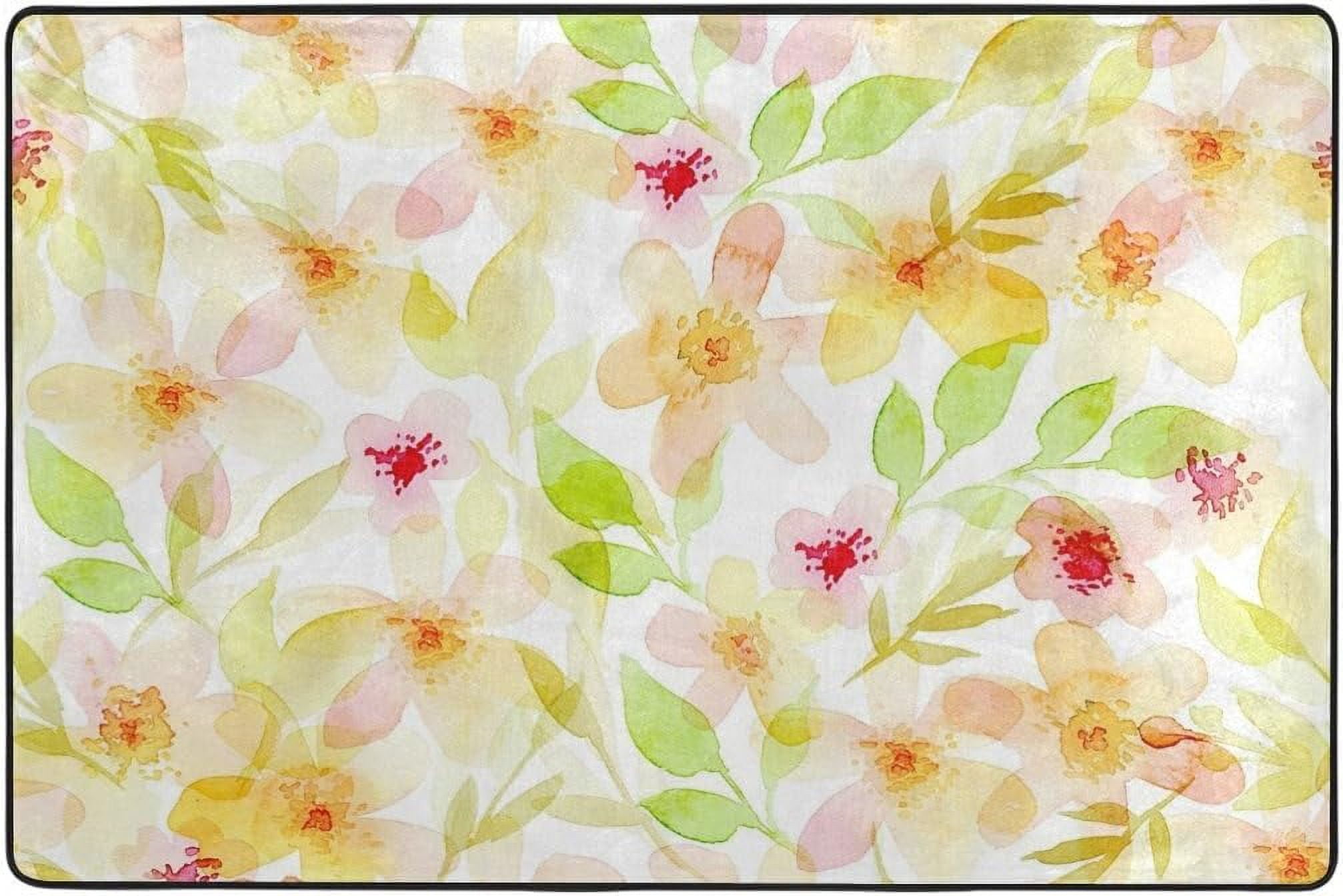 Dreamtimes Yellow Floral Area Rug Pad 3x2ft 100 Light Weight