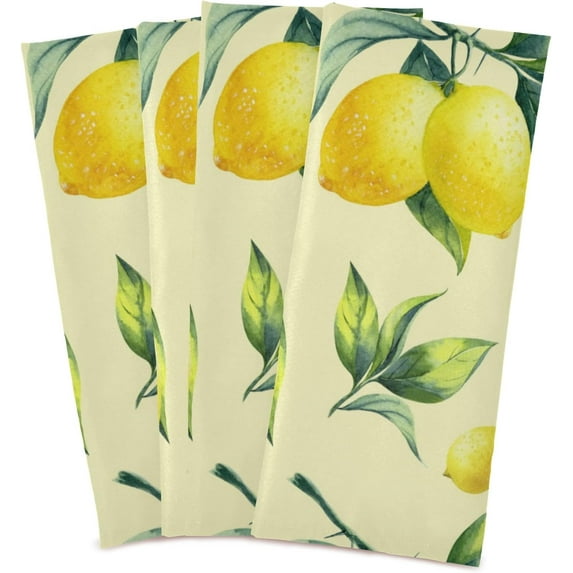 Dreamtimes Yellow Fresh Lemon Kitchen Towels Set of 4,Super Soft and Strong Absorption Dish Towels,Multifunctional Table Towels,Tea Towels, Decorative Towels 28x18in